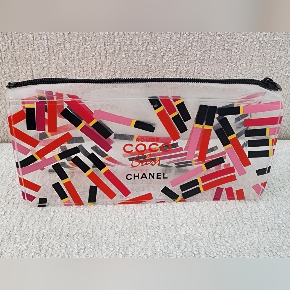 Chanel coco makeup case pink red black